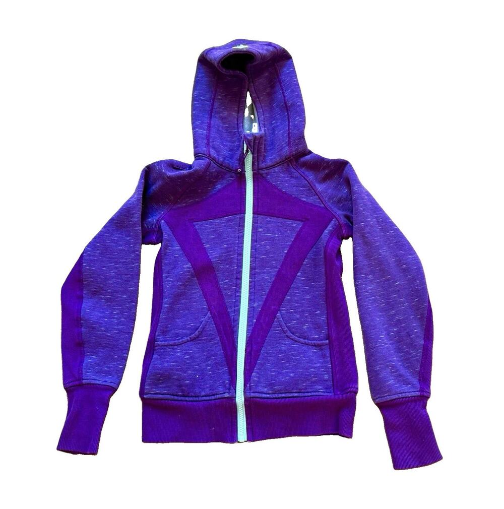 Ivivva by LuLulemon Girls Purple Full Zip Hooded Fleece Hoodie w/ Pockets Size10